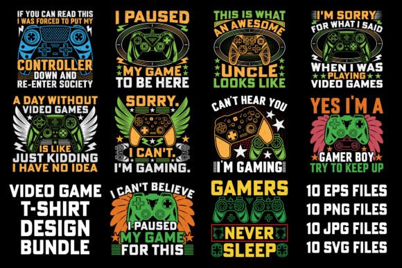 Video Game T-Shirt Design Bundle Graphic Review